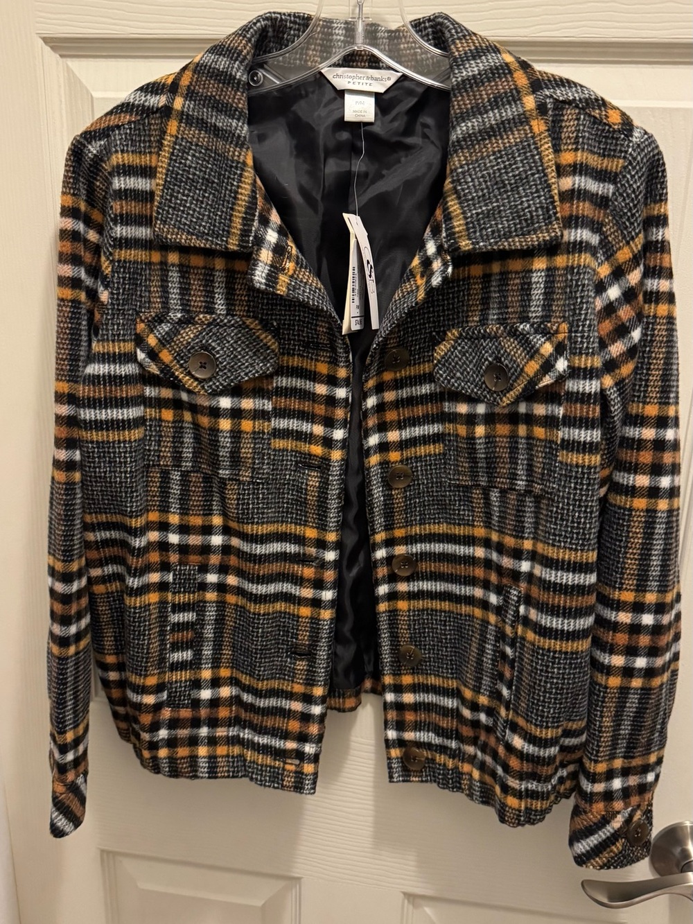Christopher & Banks Women's Plaid Button-Front Fall Jacket